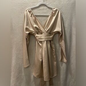 PrettyLittleThing Champagne Silk Mini Dress